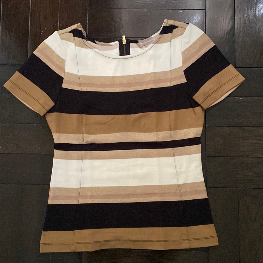 Banana Republic striped stretchy petite short sleeve top